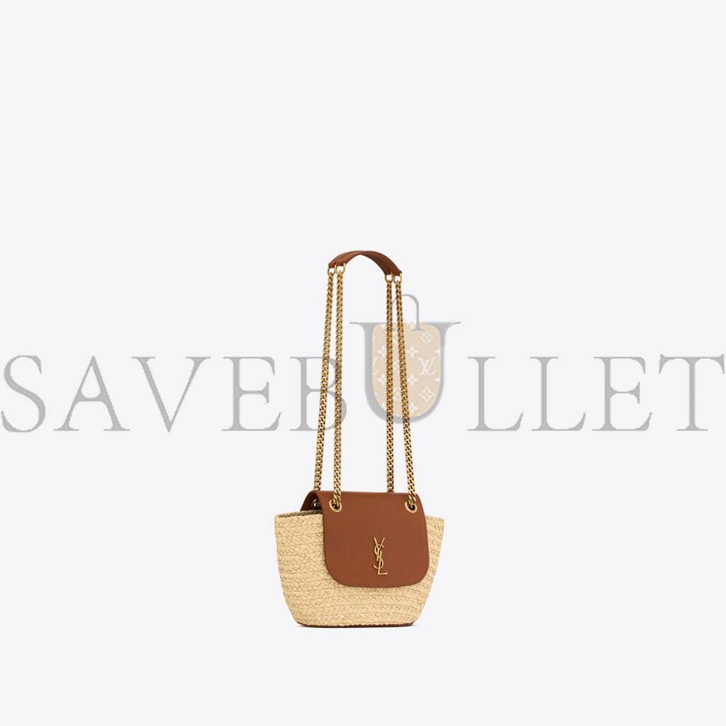YSL MINI MANON IN RAFFIA AND AGED VEGETABLE-TANNED LEATHER 774269GAAED9051 (23*12*6cm) YSL MINI MANON IN RAFFIA AND AGED VEGETABLE-TANNED LEATHER 774269GAAED9051 (23*12*6cm)